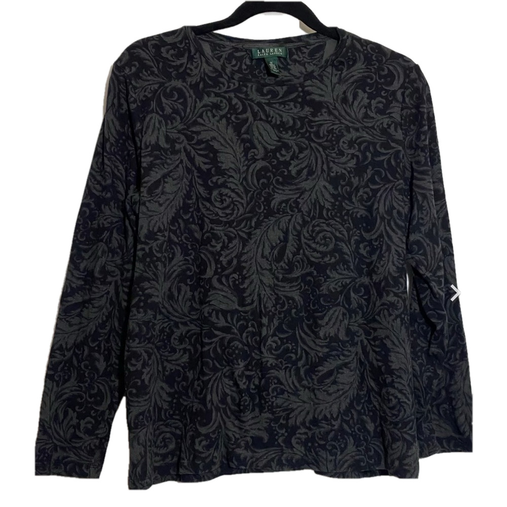 Lauren Ralph Lauren women’s black Baroque Pattern Long-Sleeve Crewneck pullover